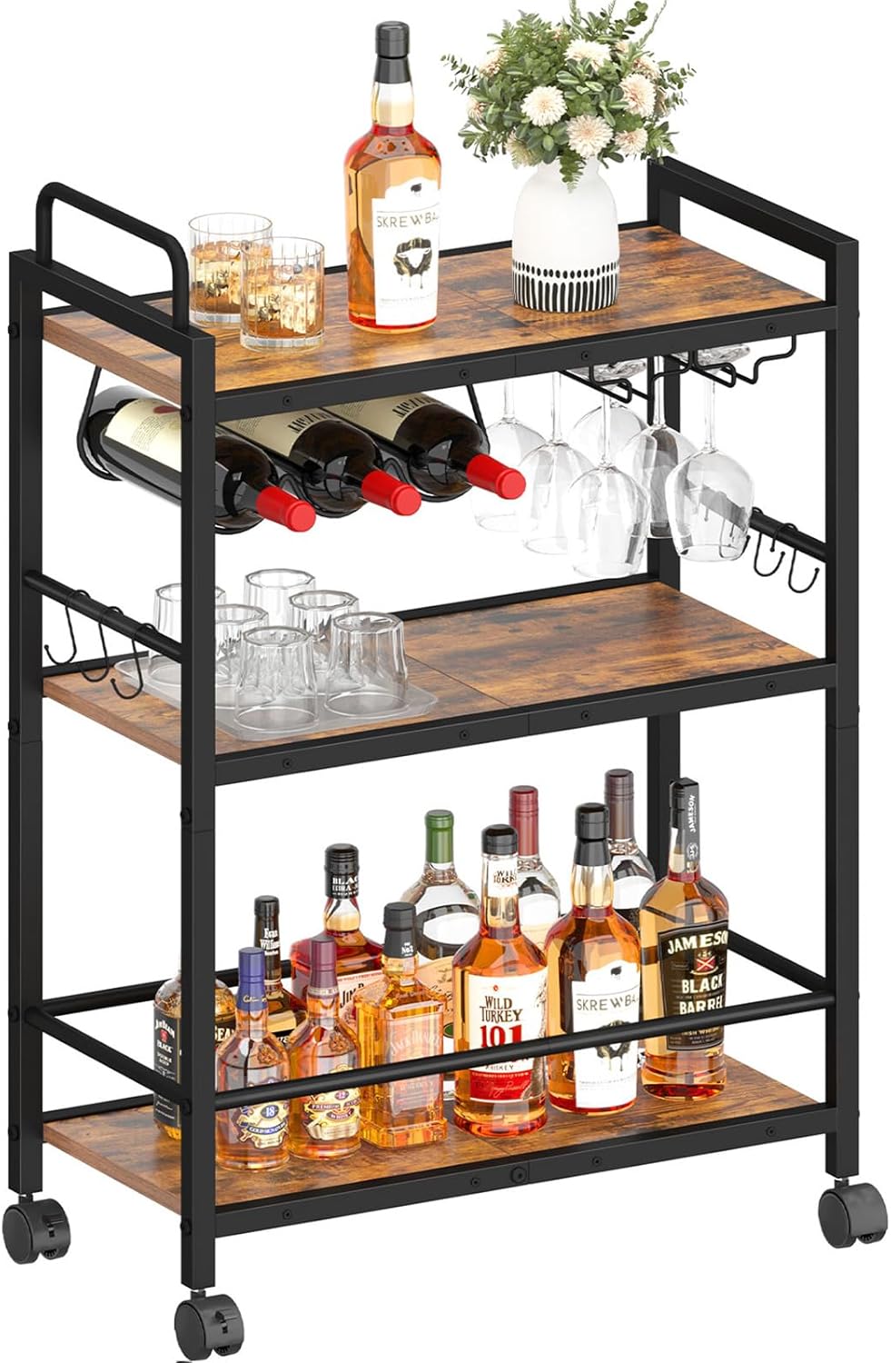 Portable 3-Tier Beverage Cart by Lifenite 