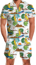 Men Romper Zipper Jumpsuit Shorts One Piece Romper - Slim Fit Casual