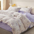 HighBuy Boho Floral Comforter Set Queen - Soft Purple Flower Bedding