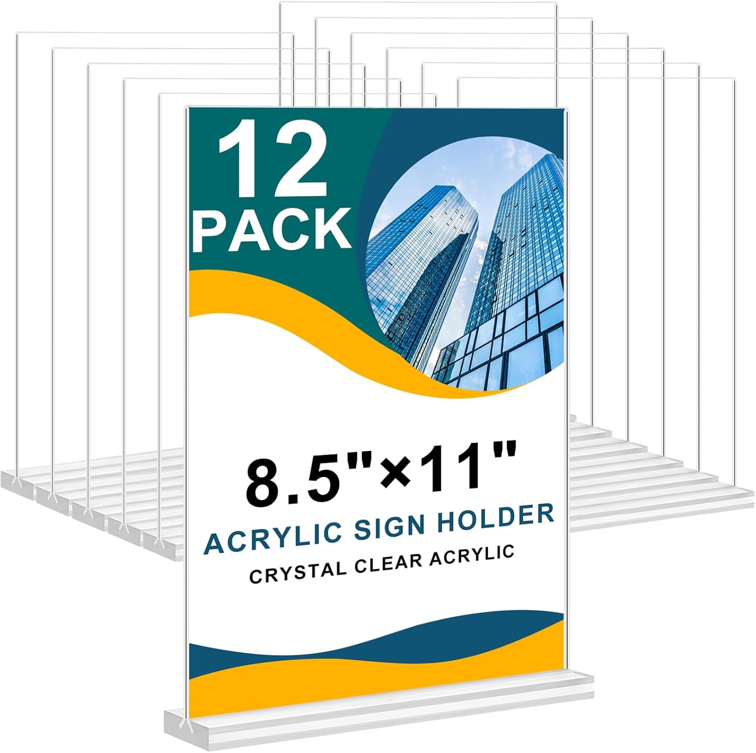 Acrylic Sign Holder 8.5 x 11 Inches - 12 Pack Clear Display Stands