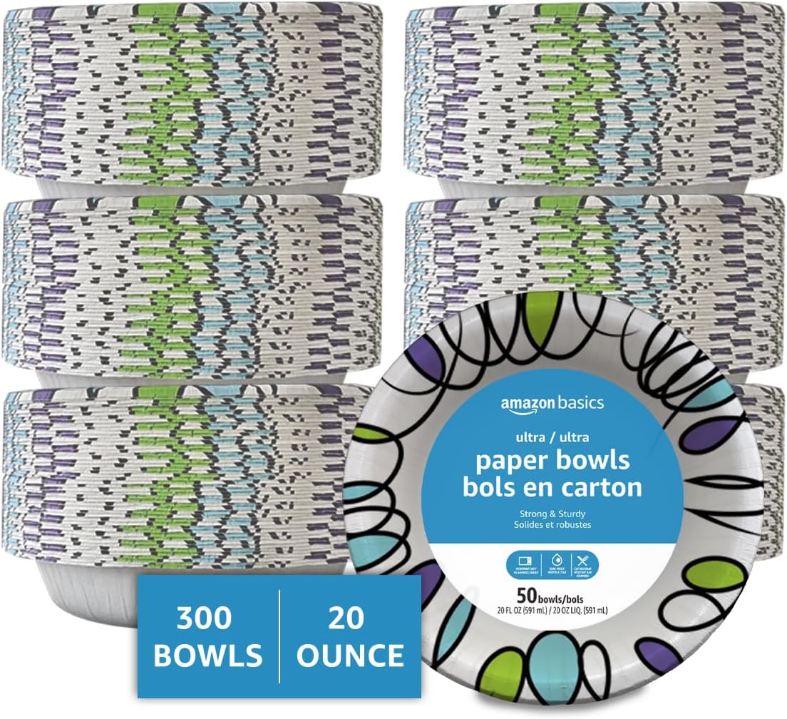 Basics Ultra Paper Bowls - 20 Oz Disposable 300 Count