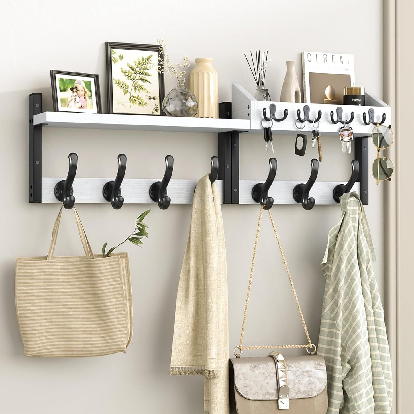 29 Inch Wall Mounted Coat Rack with Shelf for Entryway Organization