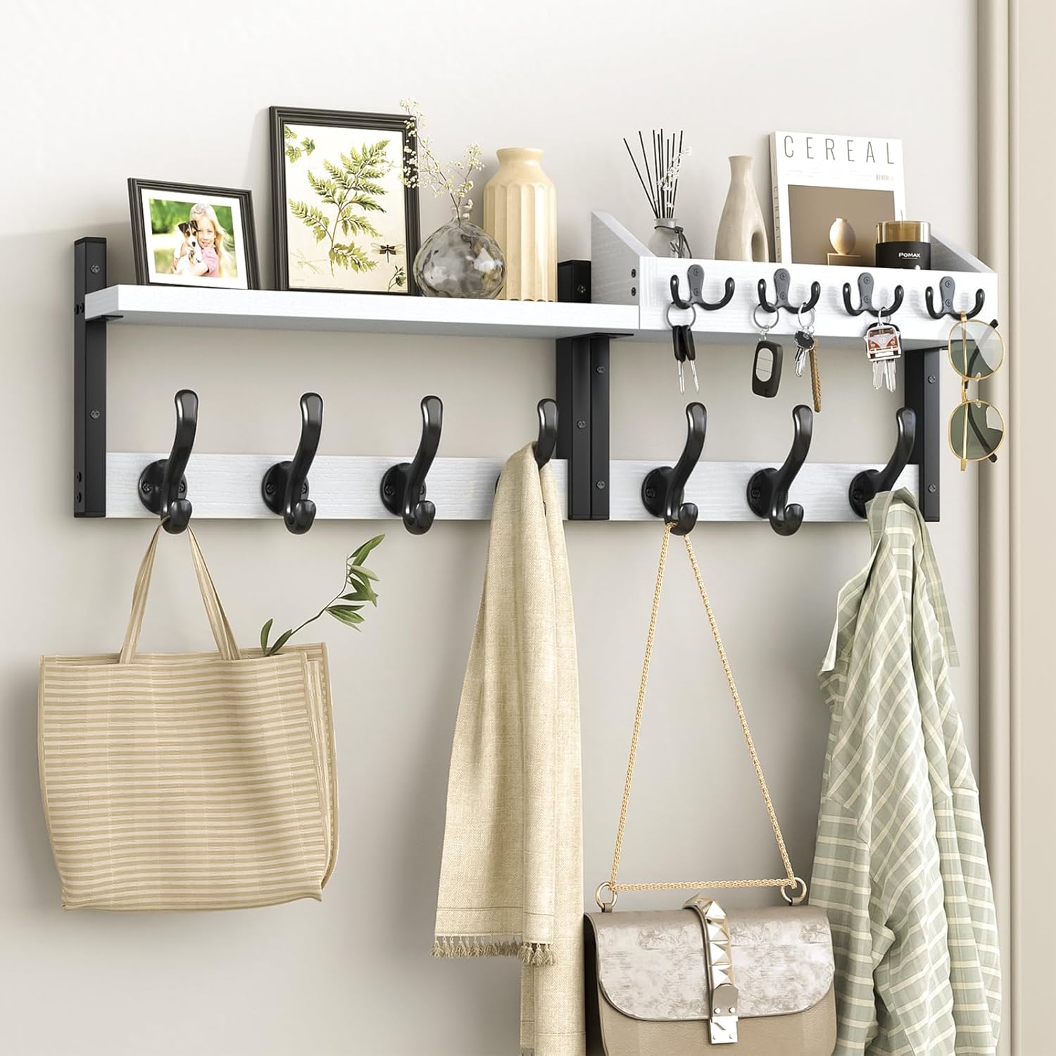 29 Inch Wall Mounted Coat Rack with Shelf for Entryway Organization