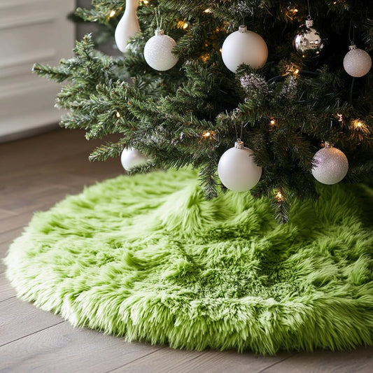 60 Inch Faux Fur Christmas Tree Skirt for Festive Decor