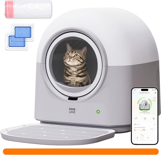 60L Self-Cleaning Smart Cat Litter Box - Odor Control, Anti-Pinch, Multi-Cat Friendly