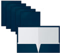 2 Pocket Glossy Navy Blue Paper Folders 25-Pack - Durable Letter Size