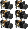Passage Door Knobs Interior 6 Pack Matte Black - Classic Round
