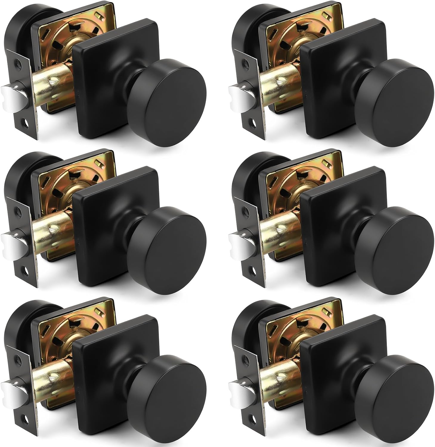 Probrico Passage Door Knobs Interior 6 Pack in Matte Black