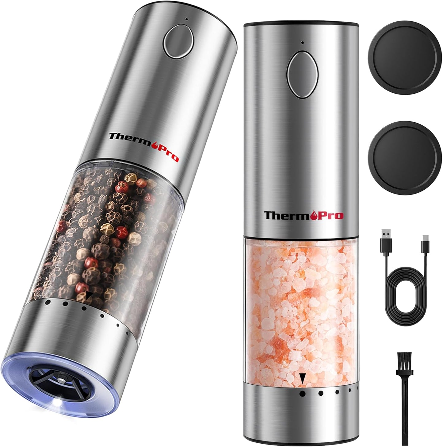 Electric Salt and Pepper Grinder Set with Rechargeable Design 110ml