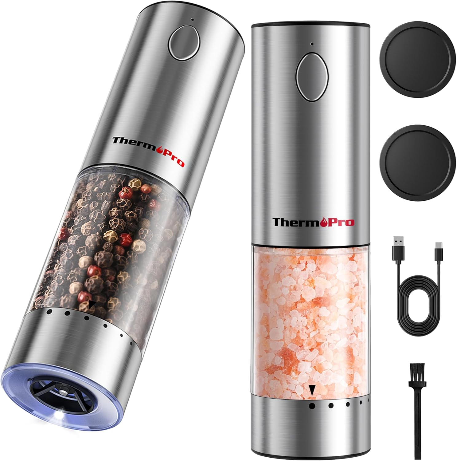 Electric Salt and Pepper Grinder Set with Rechargeable Design 110ml