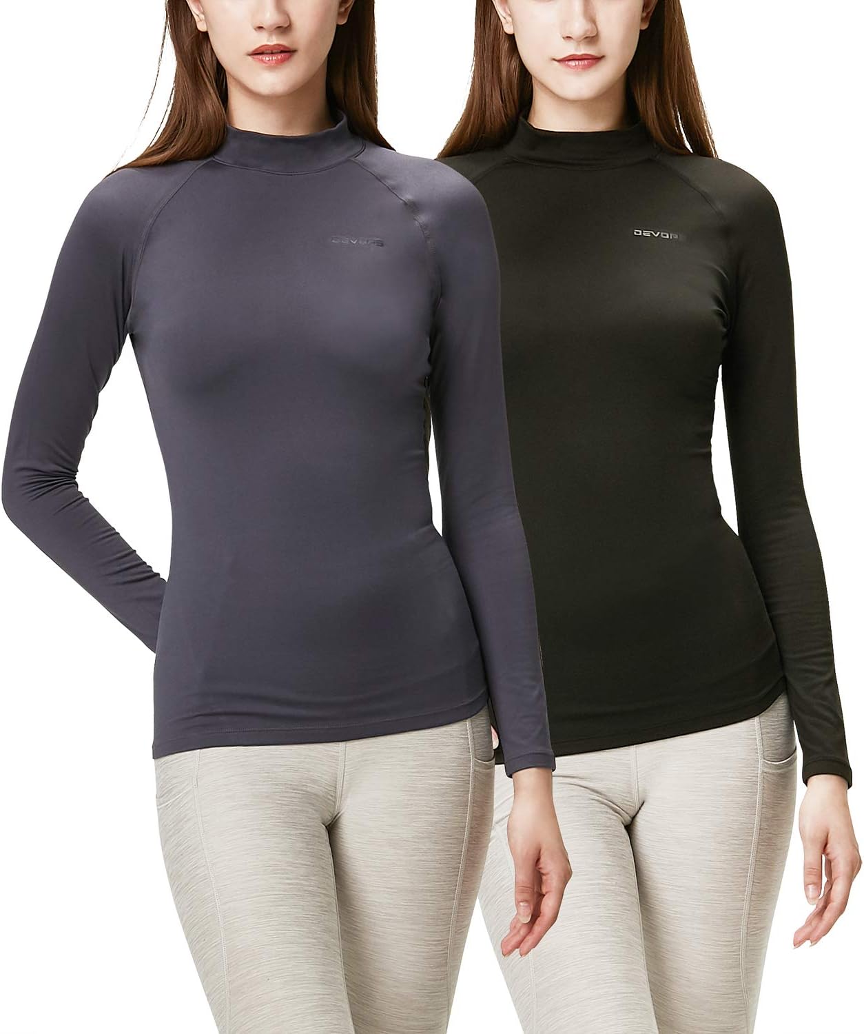 DEVOPS Women's Thermal Turtle Long Sleeve Compression Tops