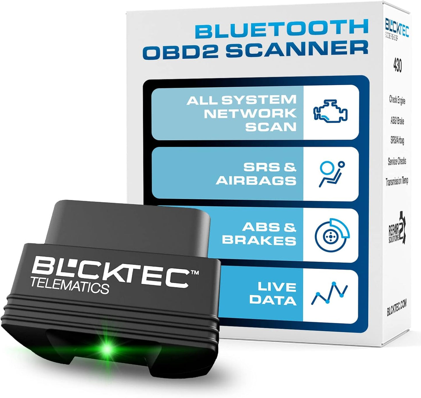 BLCKTEC 430 Bluetooth OBD2 Scanner for iPhone & Android Users