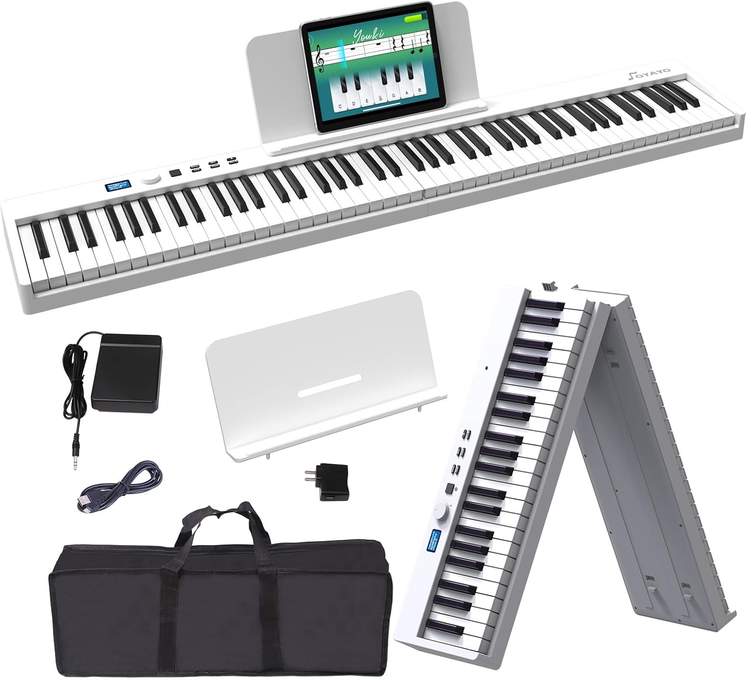 Folding Piano Keyboard 88 Key with Bluetooth and MIDI Support