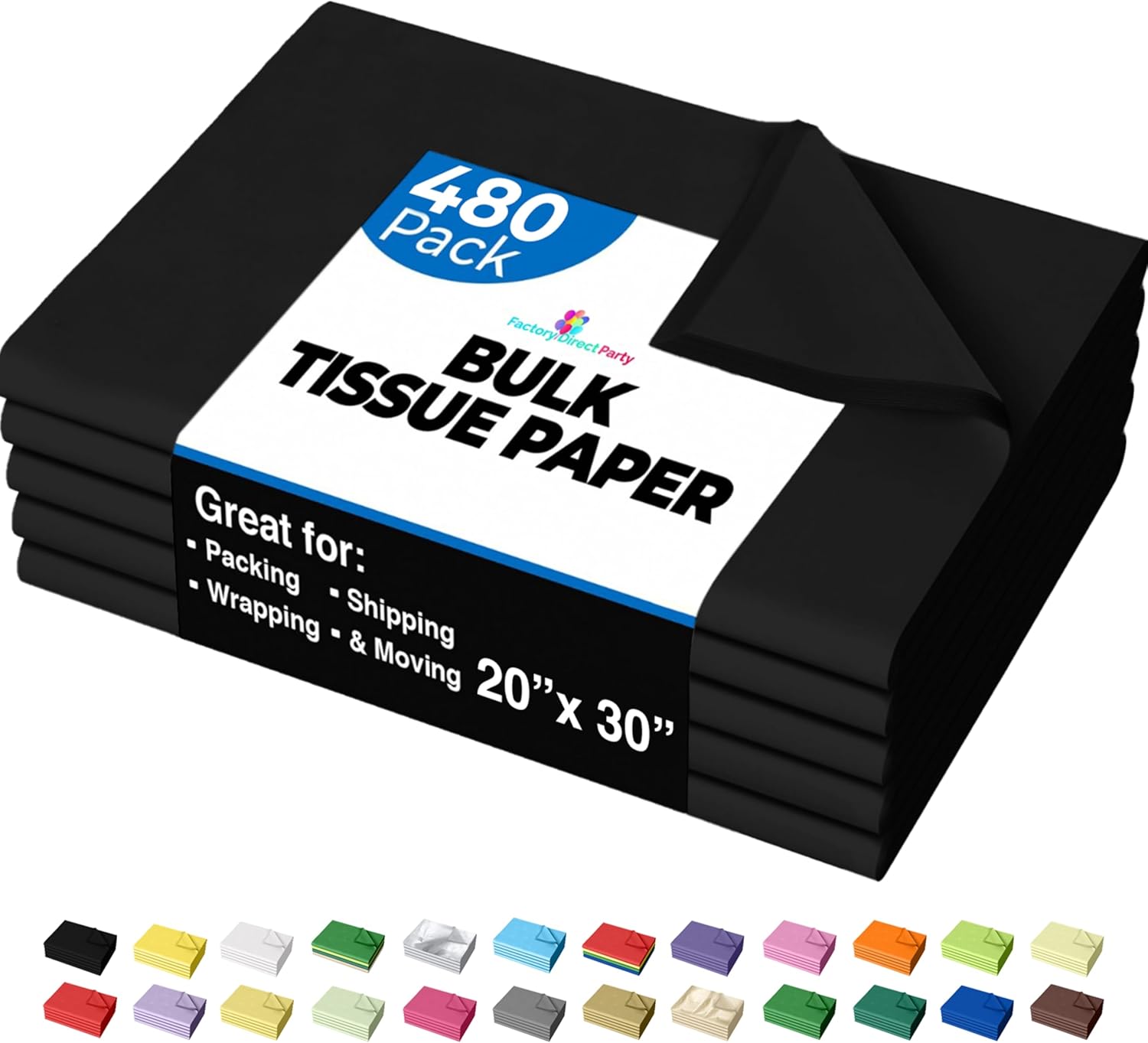 Bulk Black Tissue Paper for Gift Bags and Packing Supplies