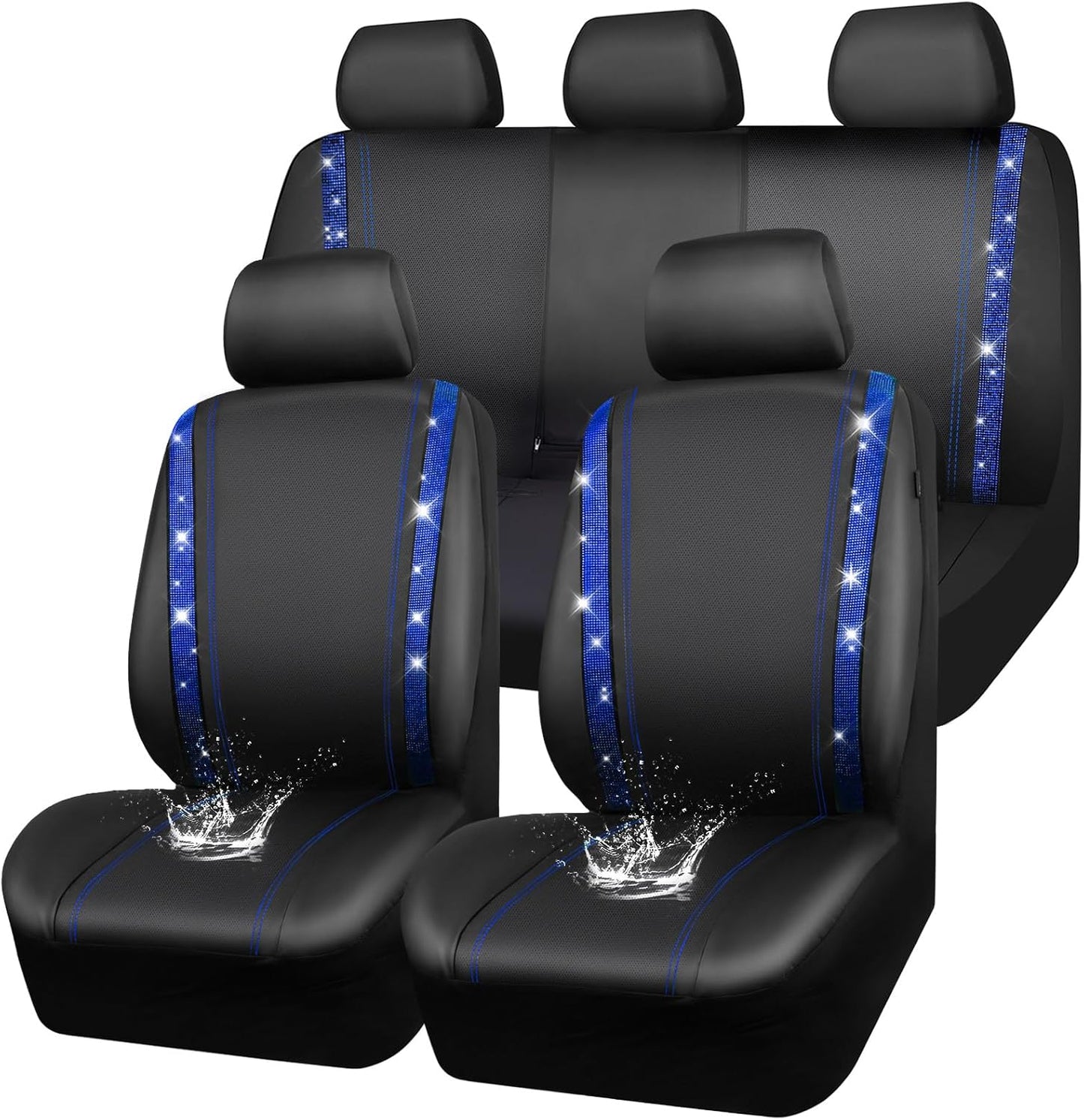 Bling Diamond Car Seat Covers Full Set for Women and Girls