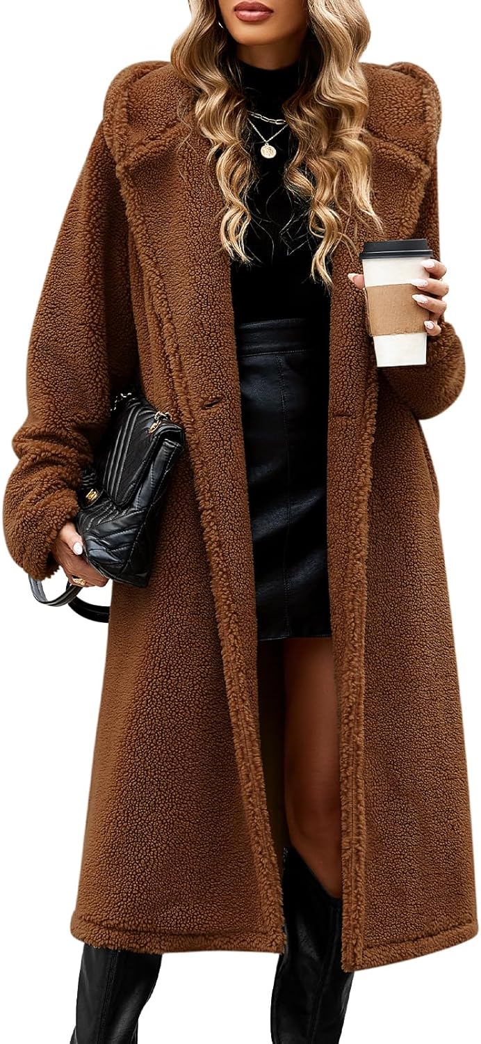 Women's Fuzzy Fleece Hooded Coat for Winter Warmth and Style