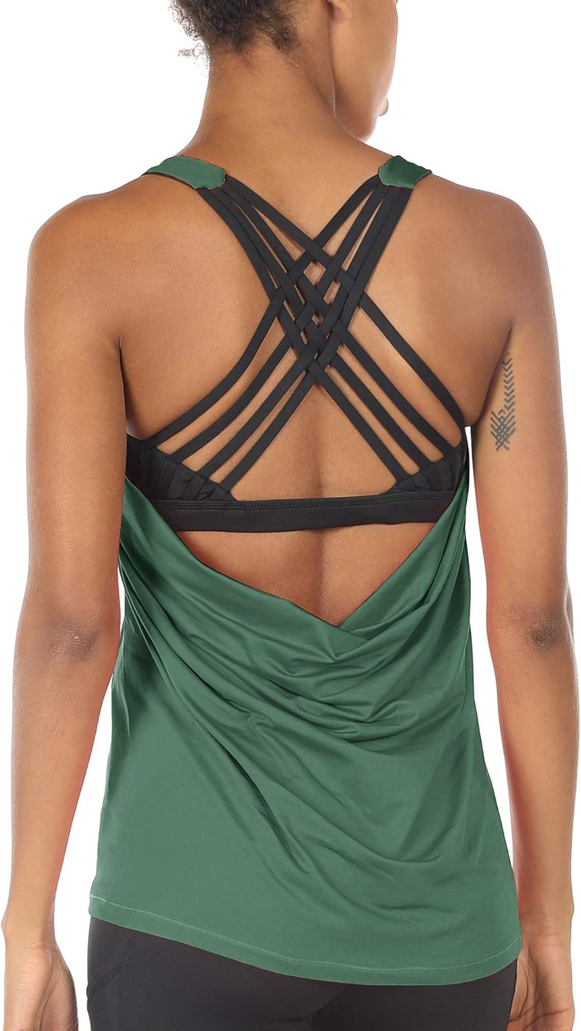 icyzone Women's Open Back Yoga Tank Tops with Built-in Bra