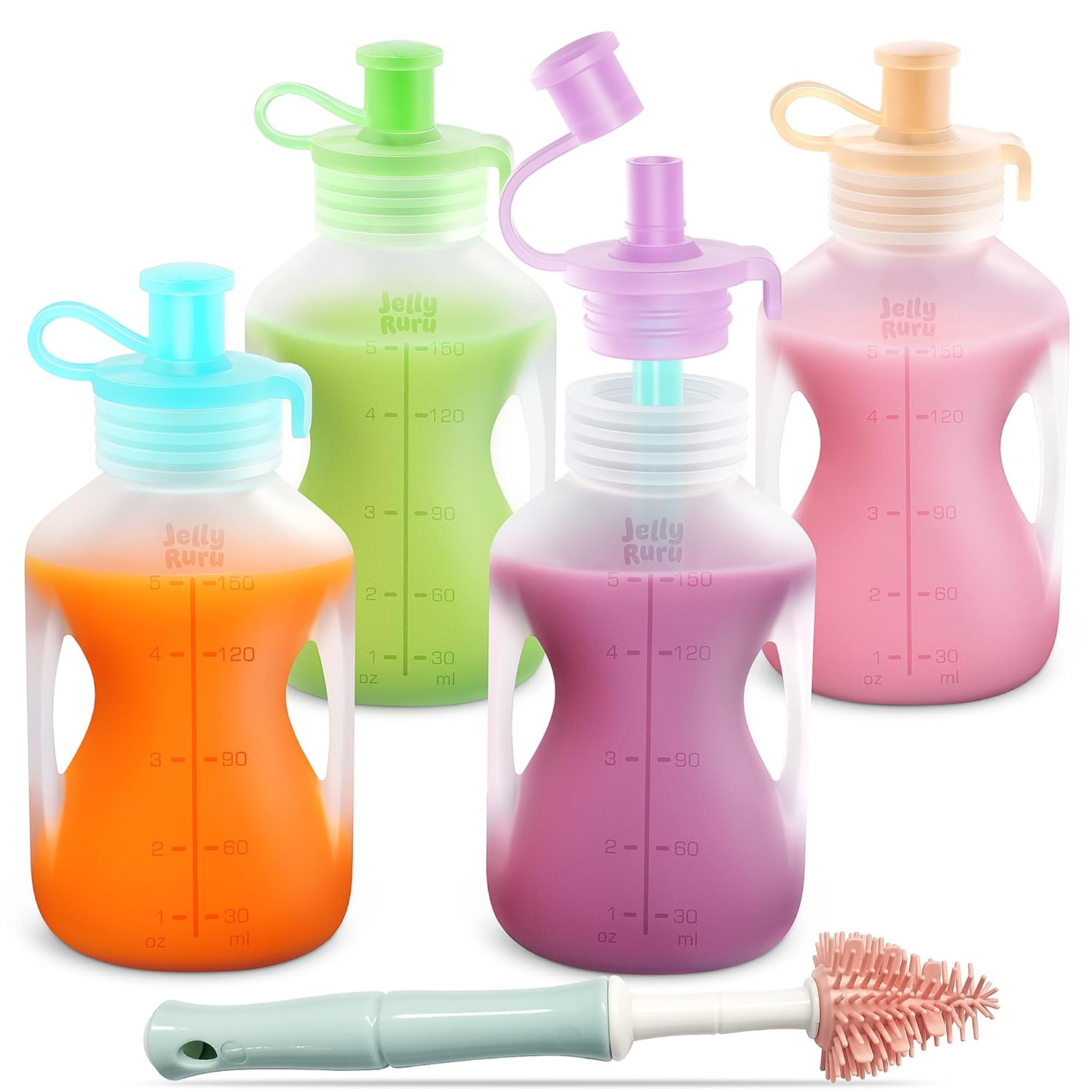 Leakproof Silicone Baby Food Pouches - Homemade Puree & Yogurt On-the-Go!