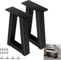 14 Inch Trapezoid Metal Table Legs Black Bench Legs - Sturdy DIY