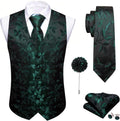Mens Paisley Jacquard Vest Set with Tie and Cufflinks - 5PCS