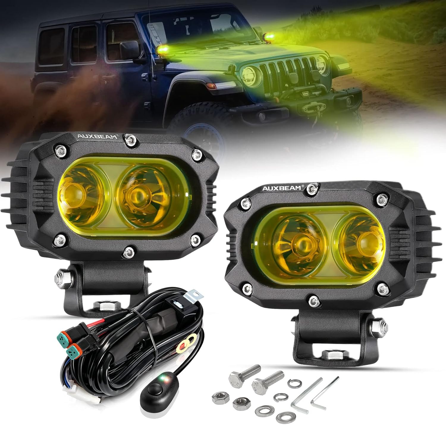 Auxbeam 4 Inch LED Amber Pod Light for Superior Visibility