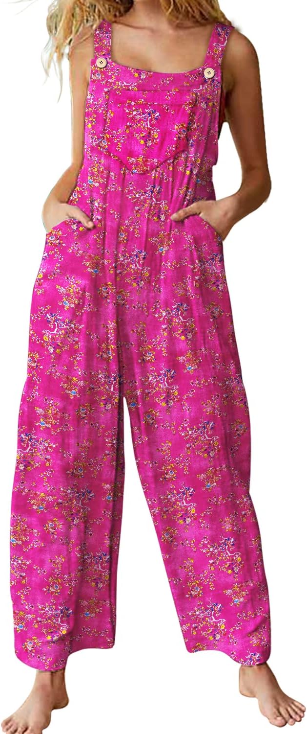 YESNO Overalls for Women: Casual Loose Summer Rompers with Pockets