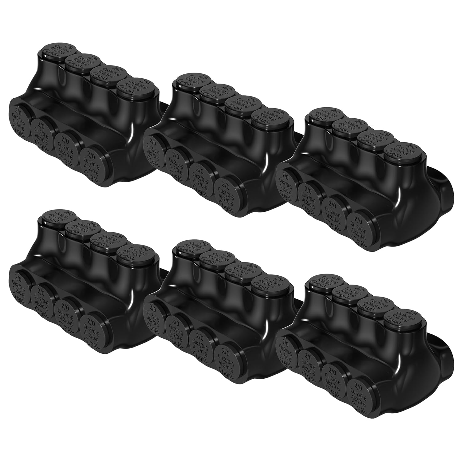4 Port Black Insulated Connectors for 2/0-6AWG Wire Types