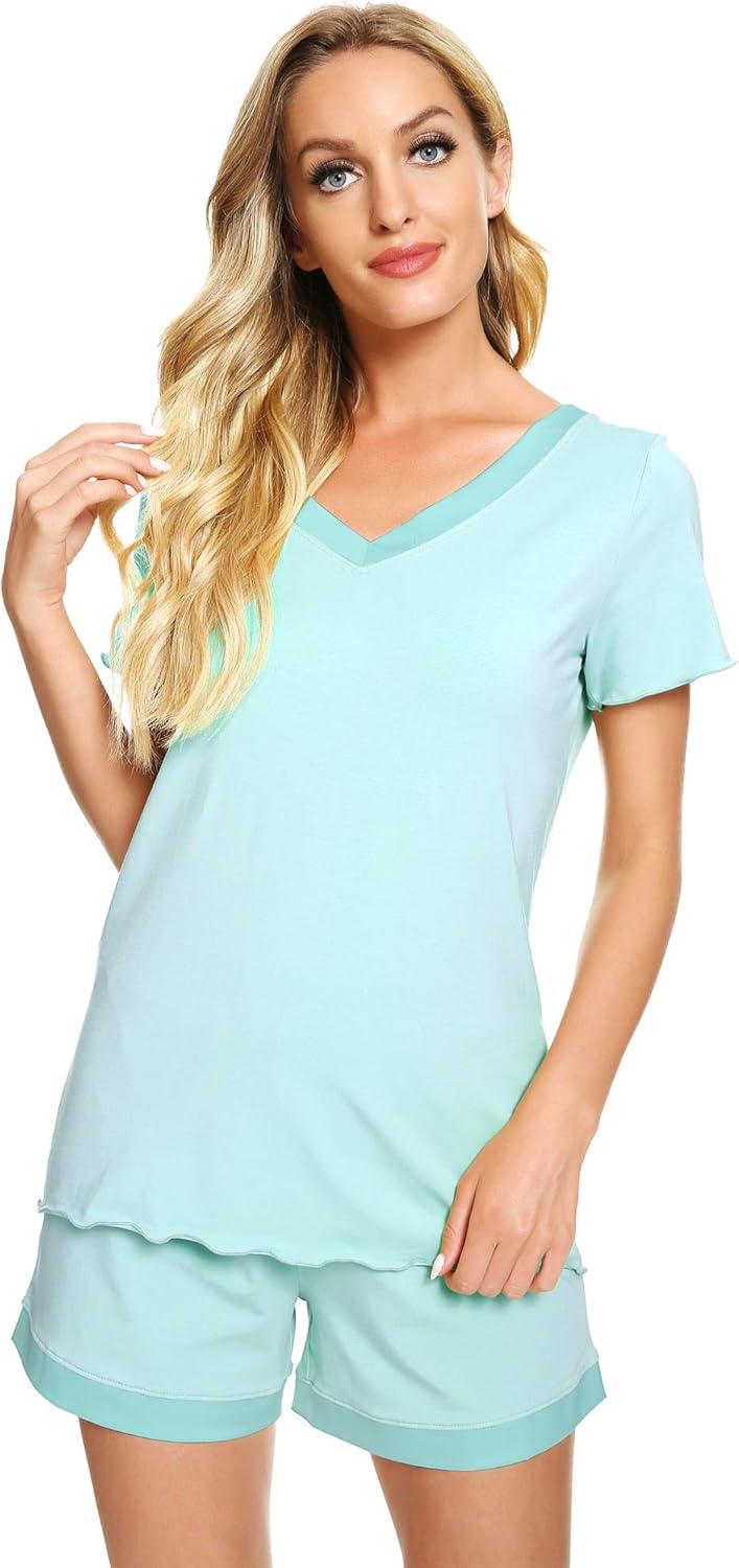 WiWi Viscose Bamboo Pajamas Set for Women Soft Summer Sleepwear