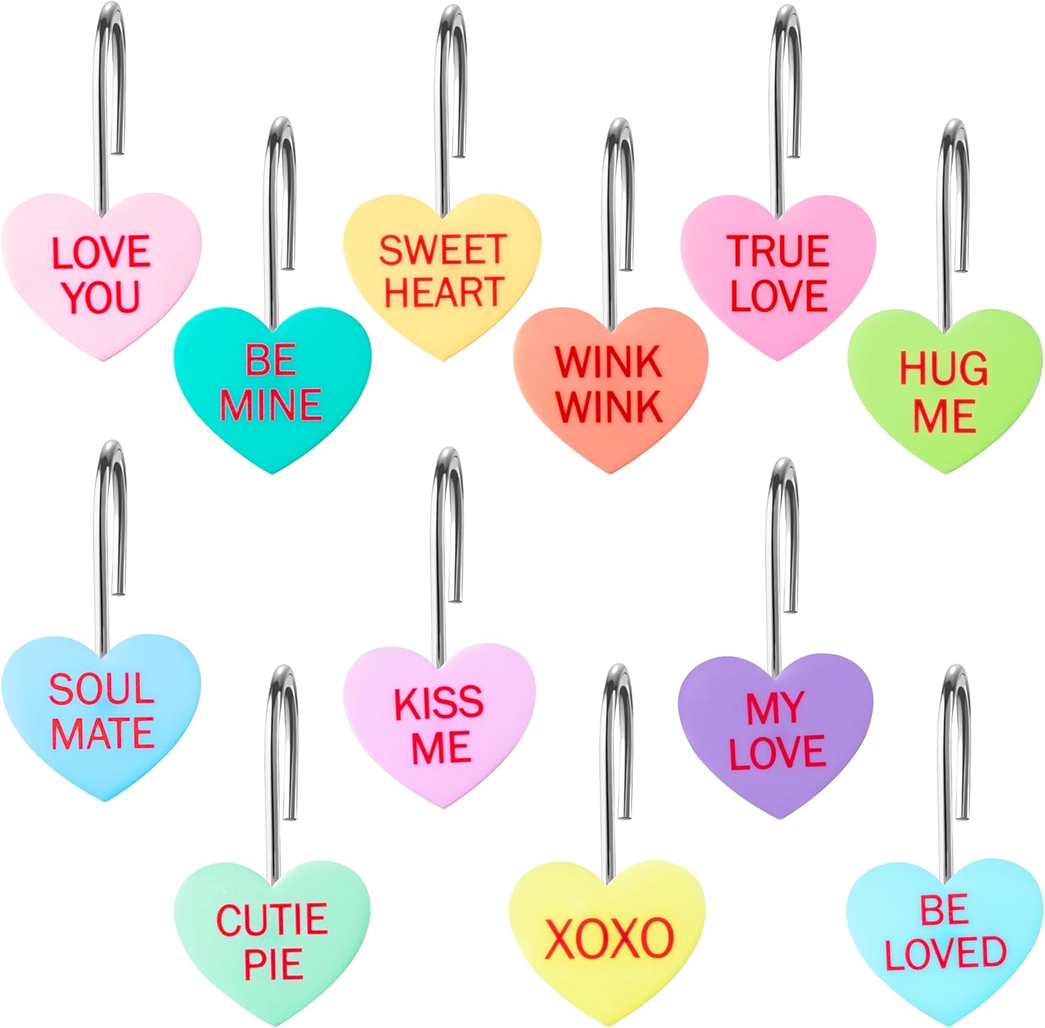 Rustproof Valentine's Heart Curtain Hooks Set