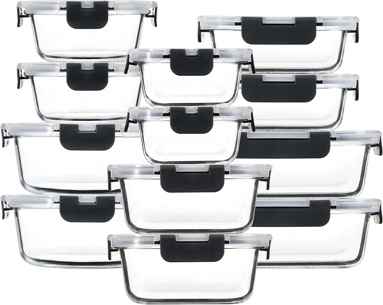 12 Pack Glass Meal Prep Containers for Fresh Food Storage
