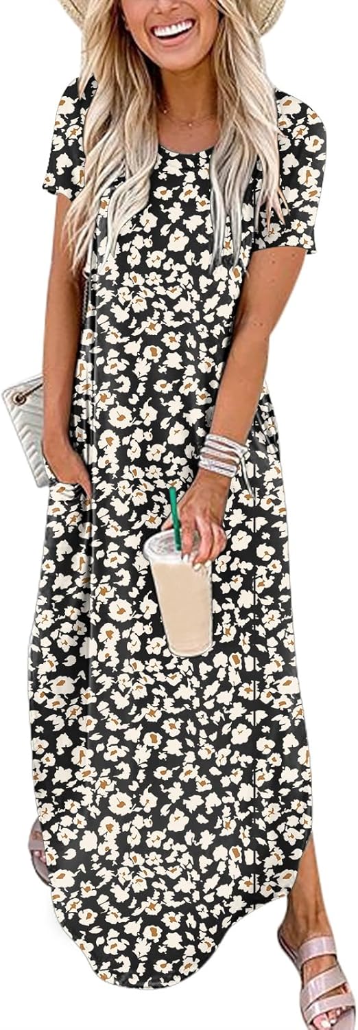 Womens Summer Maxi Dress Casual Loose Long T Shirt Dresses