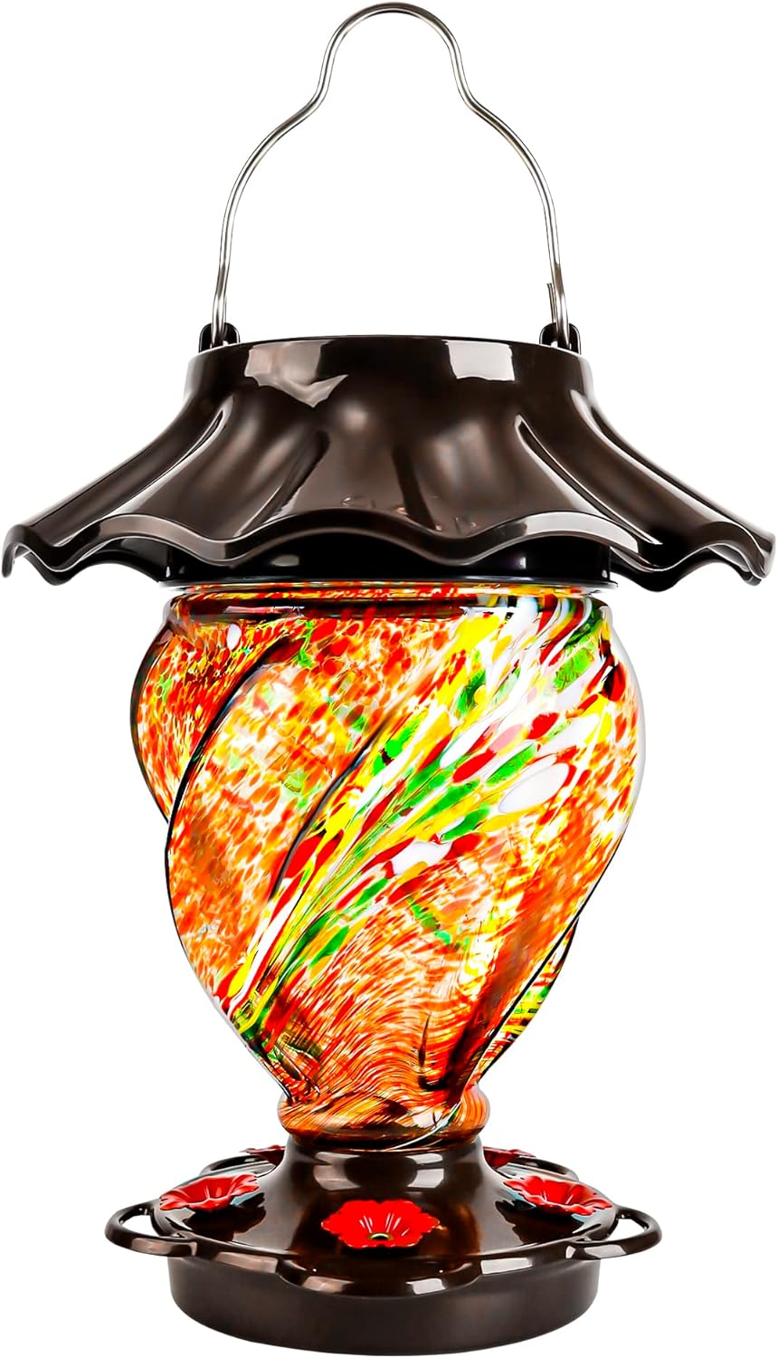 LUJII Solar Hummingbird Feeder for Outdoors with Color Changing