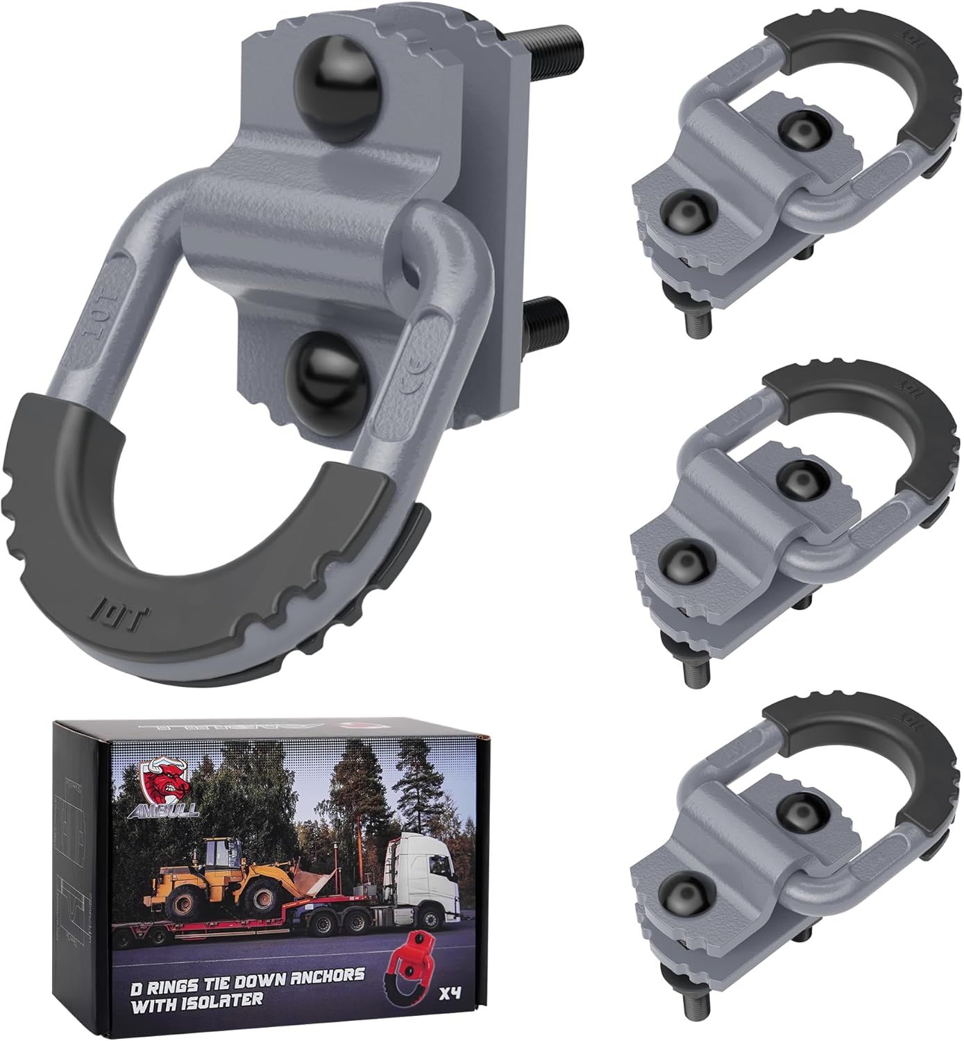 D-Ring Tie Down Anchors with Rubber Isolators for Heavy Duty Use