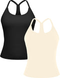 MathCat Workout Tank Tops for Women with Built In Bra - Seamless 2 non