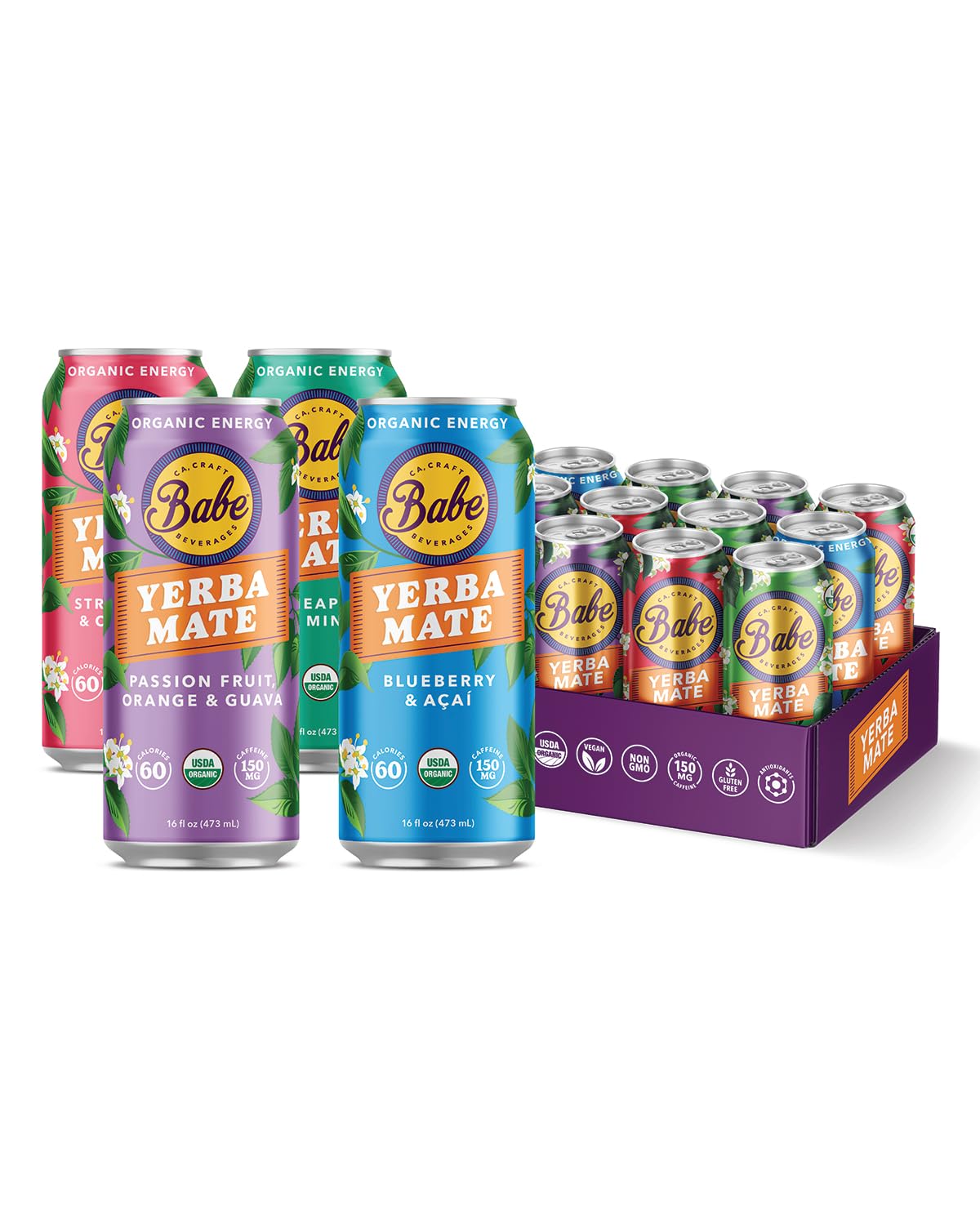 Babe Organic Yerba Mate Energy Drinks - Natural Caffeine Boost