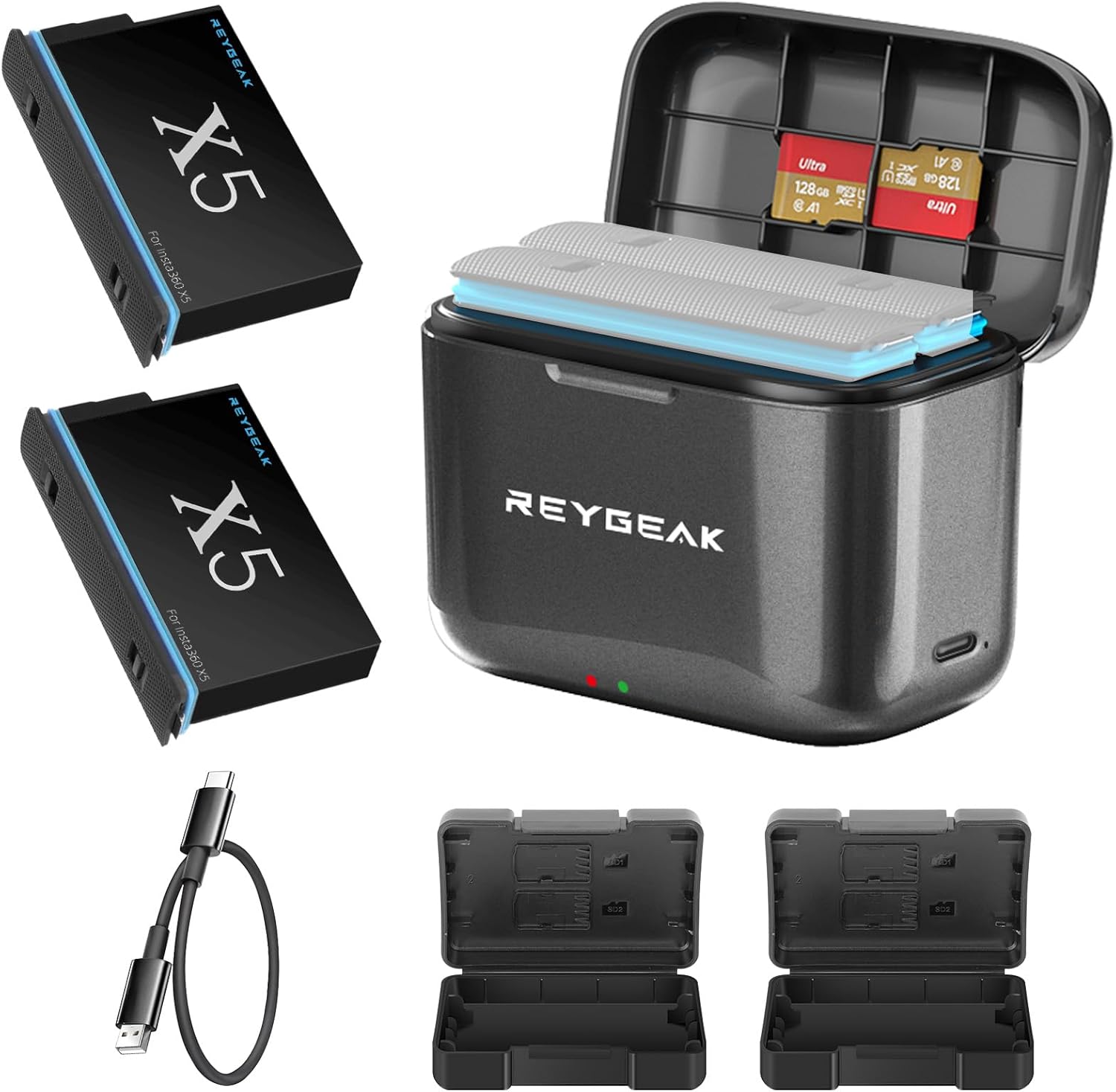 REYGEAK Insta360 X5 Battery Charger Set for Seamless Shooting