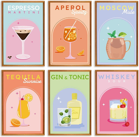 Retro Drinks Paint by Numbers Kit for DIY Home Decor