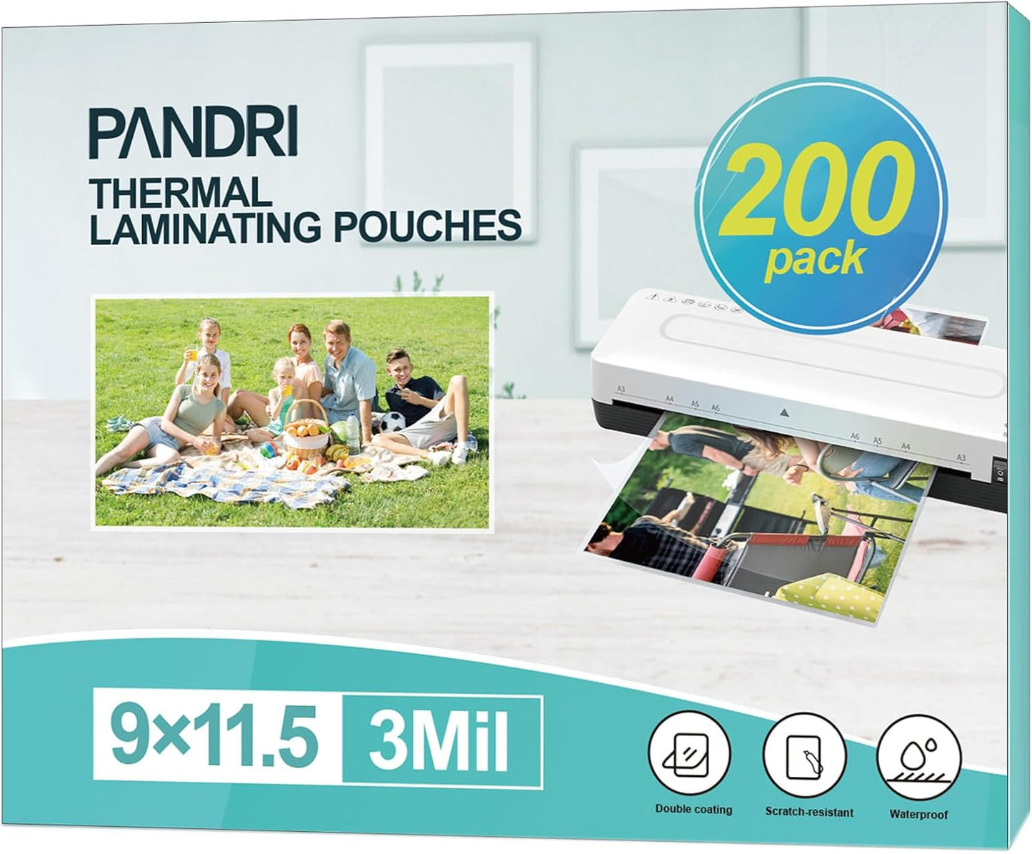 PANDRI 200 Pack Laminating Sheets - Clear, 3 Mil Thickness