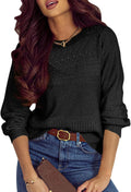 Women's Crochet Pullover Sweater Lightweight V Neck - Casual Fit