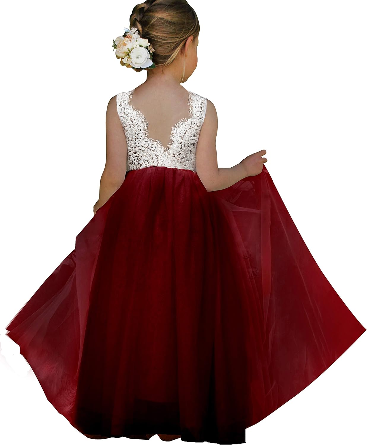 Topmaker Flower Girl Dress for Toddler Baby Girls - Lace Tulle