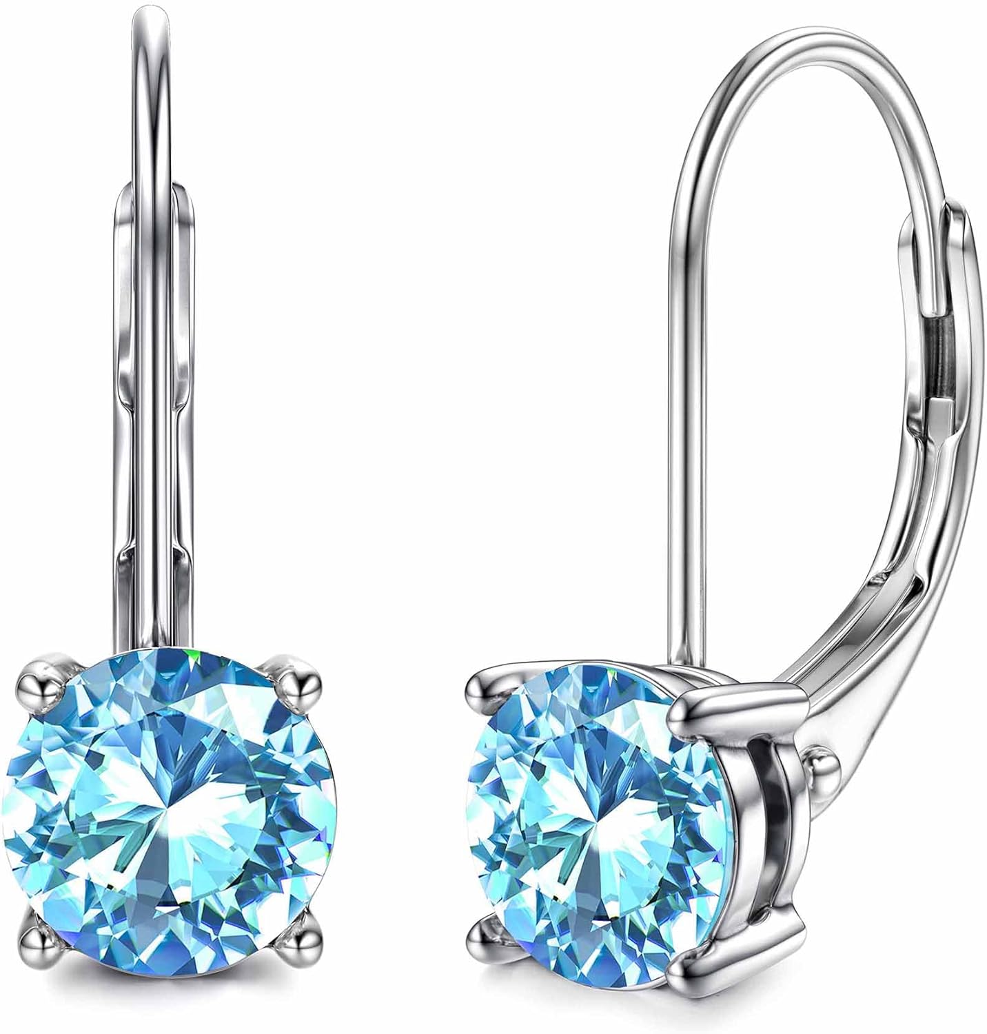 Stunning Moissanite Earrings in 18K White Gold Plated Silver