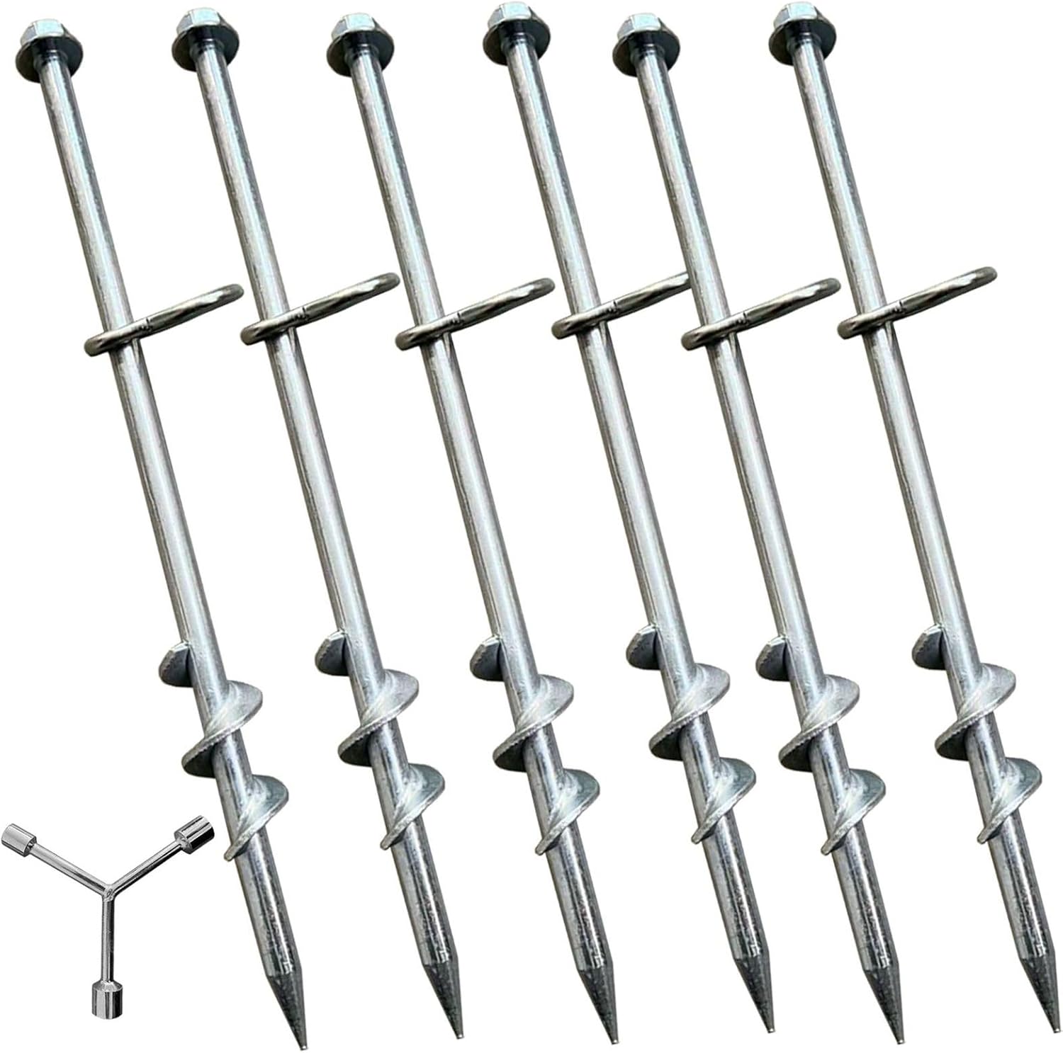Fierywater 6-Pack 12 Heavy Duty Anchor Stakes - Solid Metal for High Wind