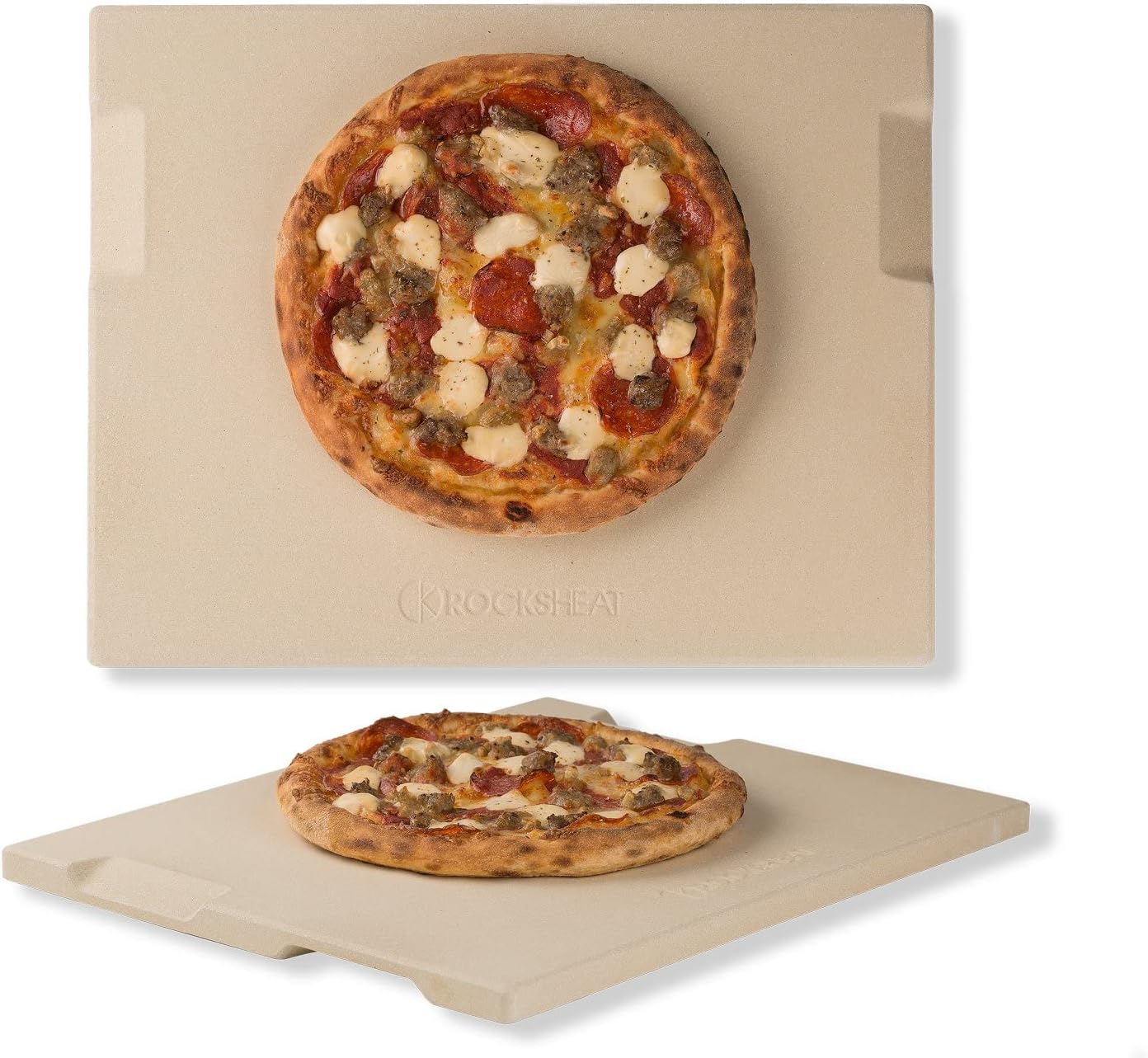 Pizza Stone for Oven Grill BBQ - 15x12 Rectangular Cooking Stone