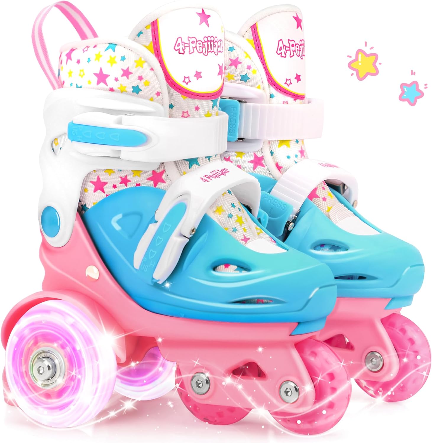 Adjustable Roller Skates 4-Pejiijar for Kids 3-9y Gift