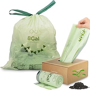 Compostable Drawstring Trash Bags - 100 Count Eco-Friendly Option