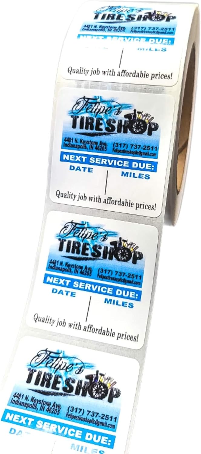 Custom Oil Change Stickers for Windshields - 5000 Durable Pcs