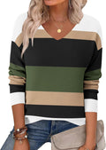 Women's V Neck Knit Pullover Sweater - Soft Fall Tunic Top