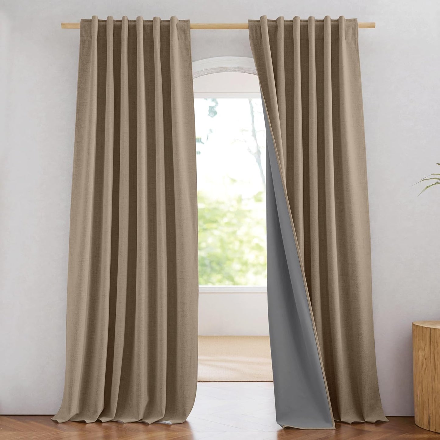 NICETOWN Burlap Vintage Linen Weave Blackout Curtains for Home