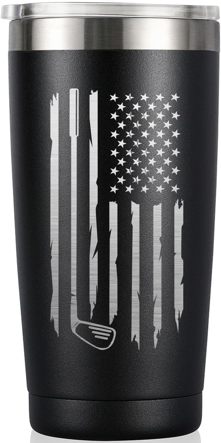American Flag Golf Tumbler - 20oz Stainless Steel Insulated Cup