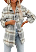 Dokotoo Womens Casual Plaid Button Down Long Sleeve Shacket